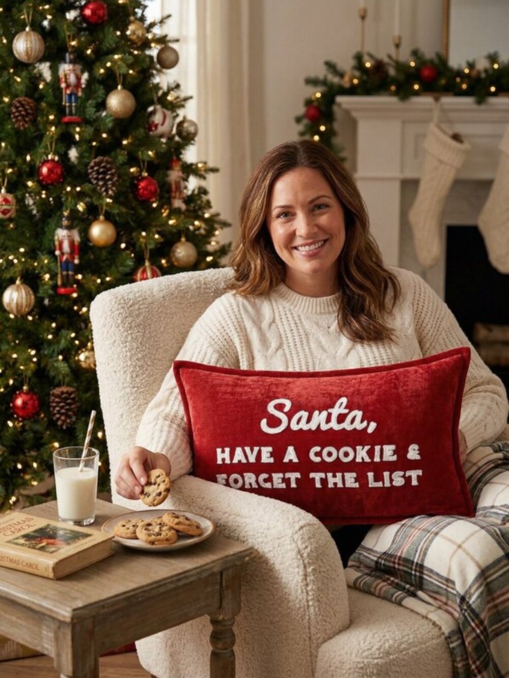 LACOURTE Santa Cookie List Decorative Pillow, 14″ x 24″